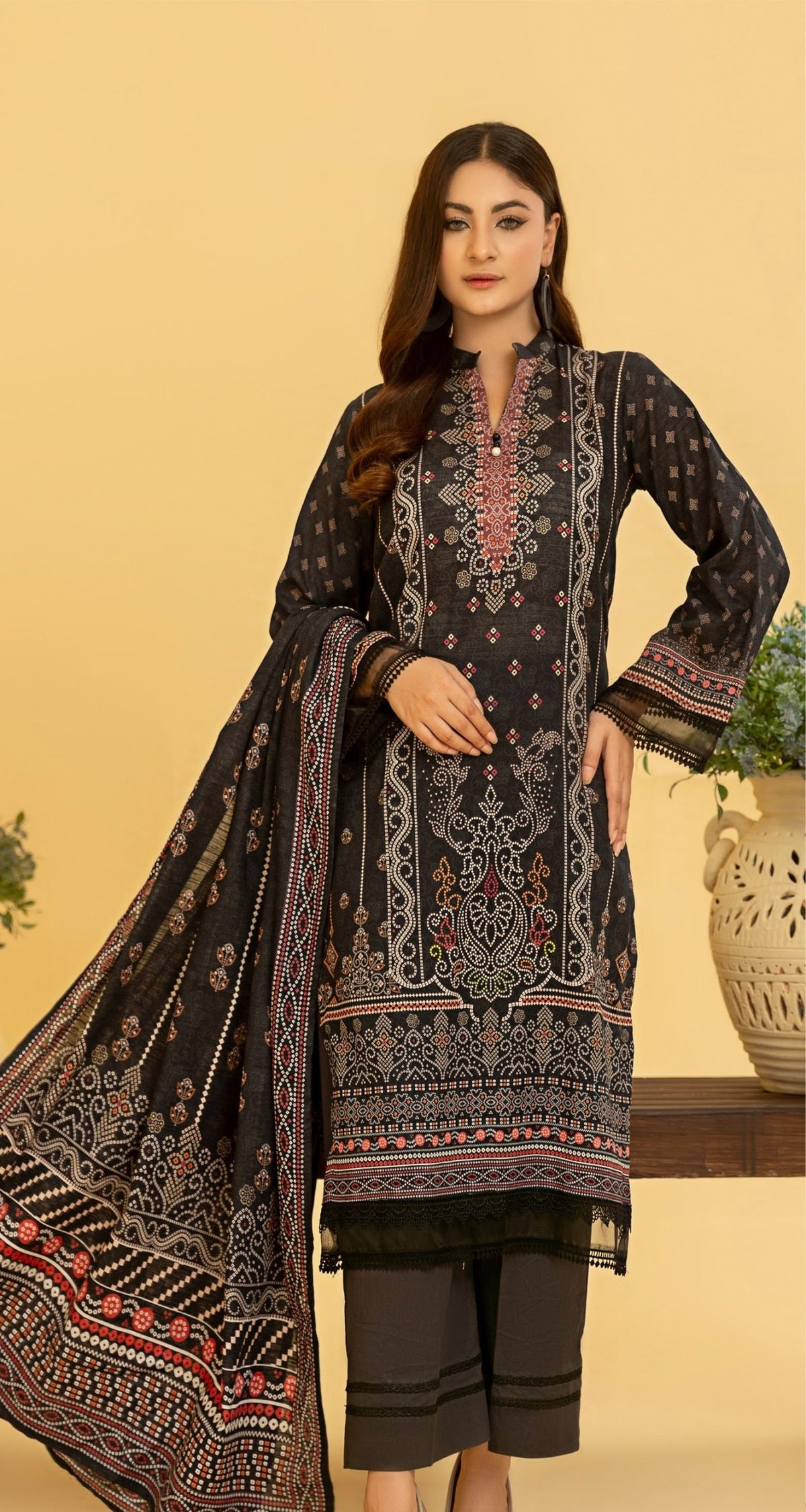 RANGREZA Airjet Khaddar 3PC – Printed Winter Suit | Shahbaz Fabric Store