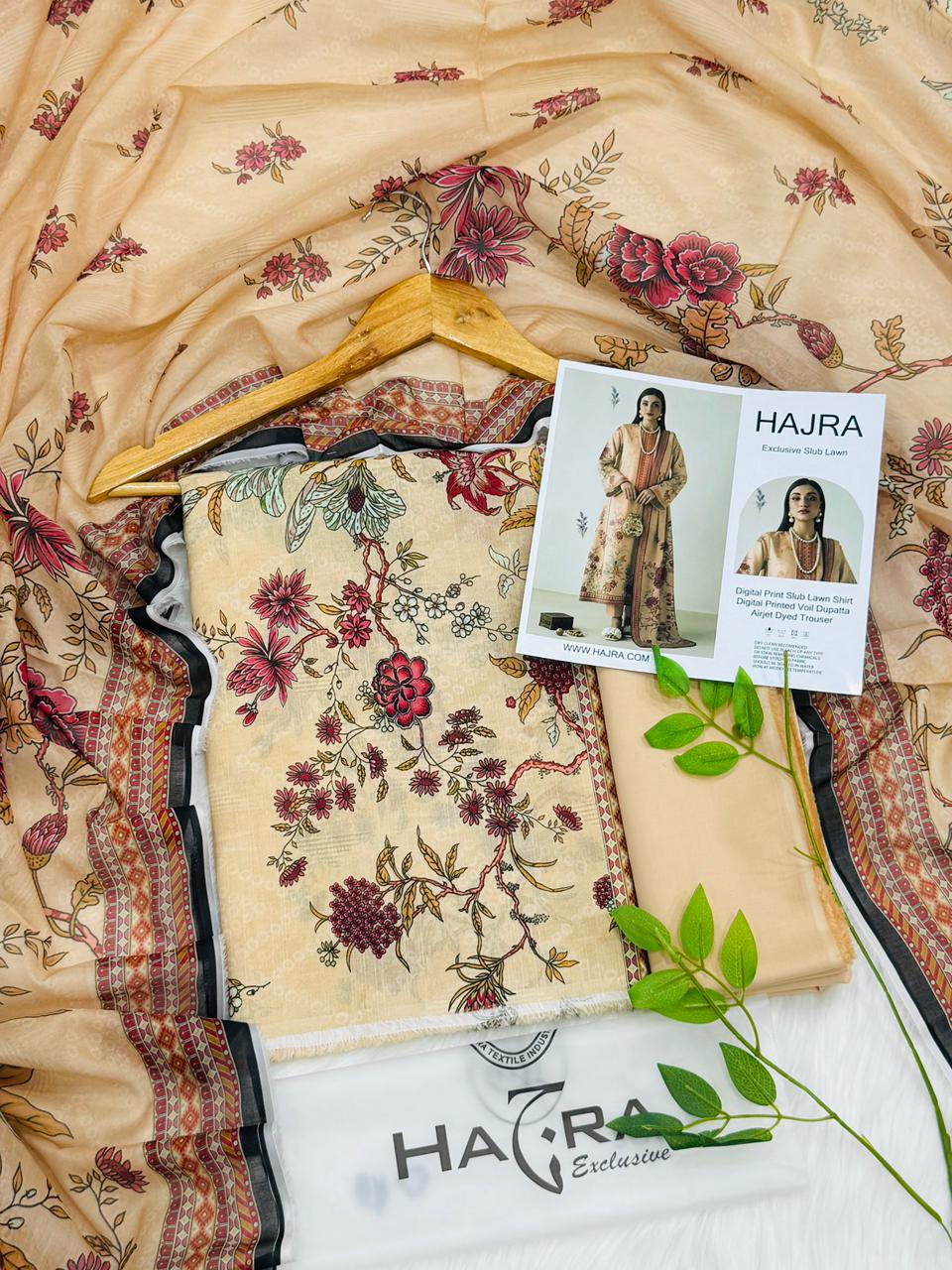 Hajra Slub Lawn 3PC With Voil Dupatta – Wholesale Suits