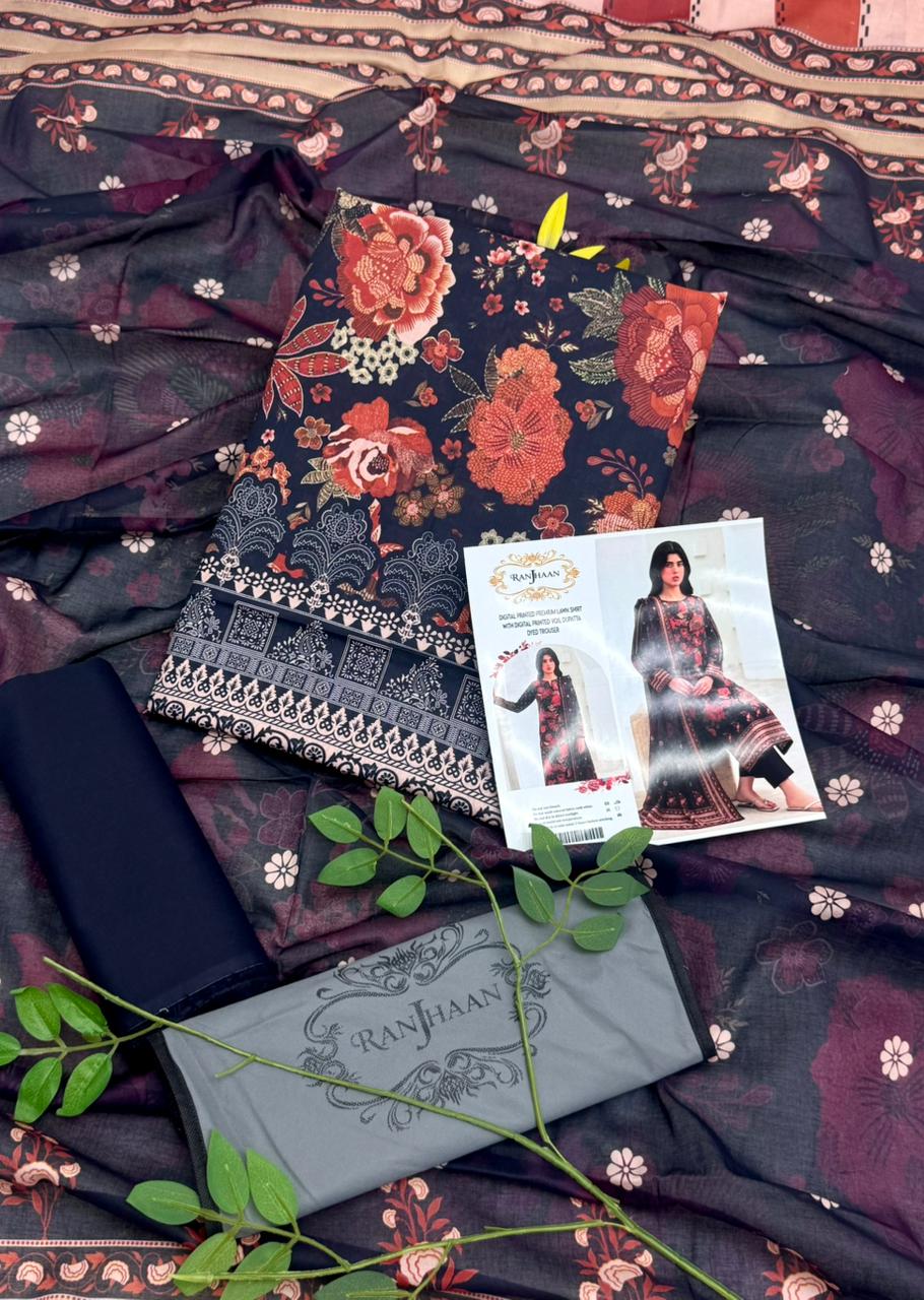 Ranjhaan Premium Lawn 3PC – Wholesale Suits