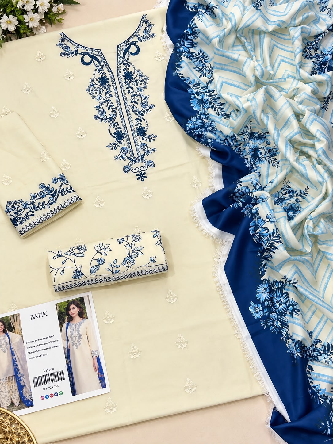 Mix Brand Luxury Dhanak Emb 3PC Vol-8 | Super Wholesale