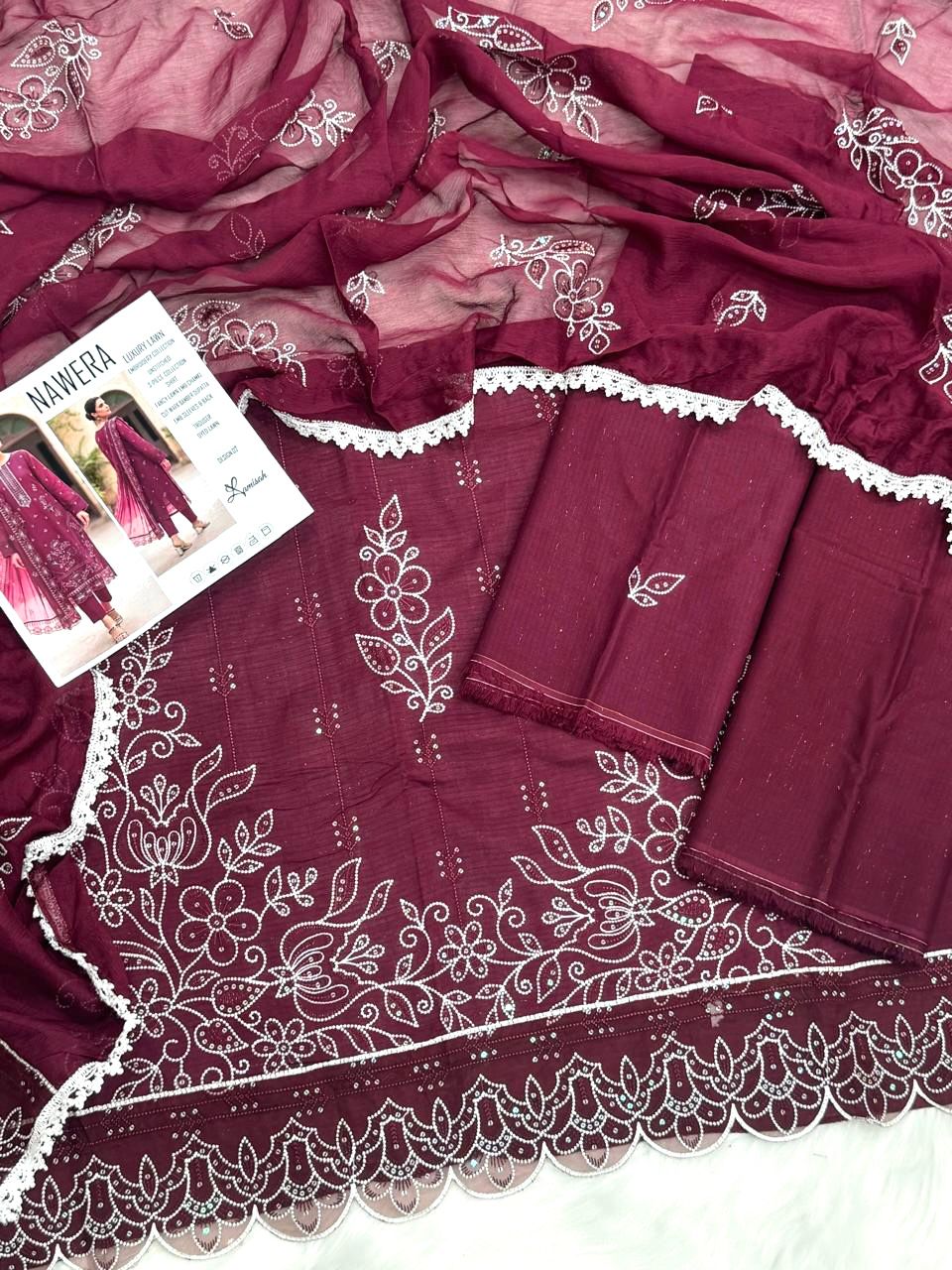 Nawera Luxury Embroidery Lawn 3PC – Wholesale Suits