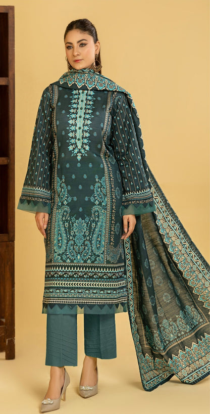 RANGREZA Airjet Khaddar 3PC – Printed Winter Suit | Shahbaz Fabric Store