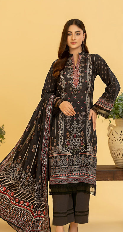RANGREZA Airjet Khaddar 3PC – Printed Winter Suit | Shahbaz Fabric Store