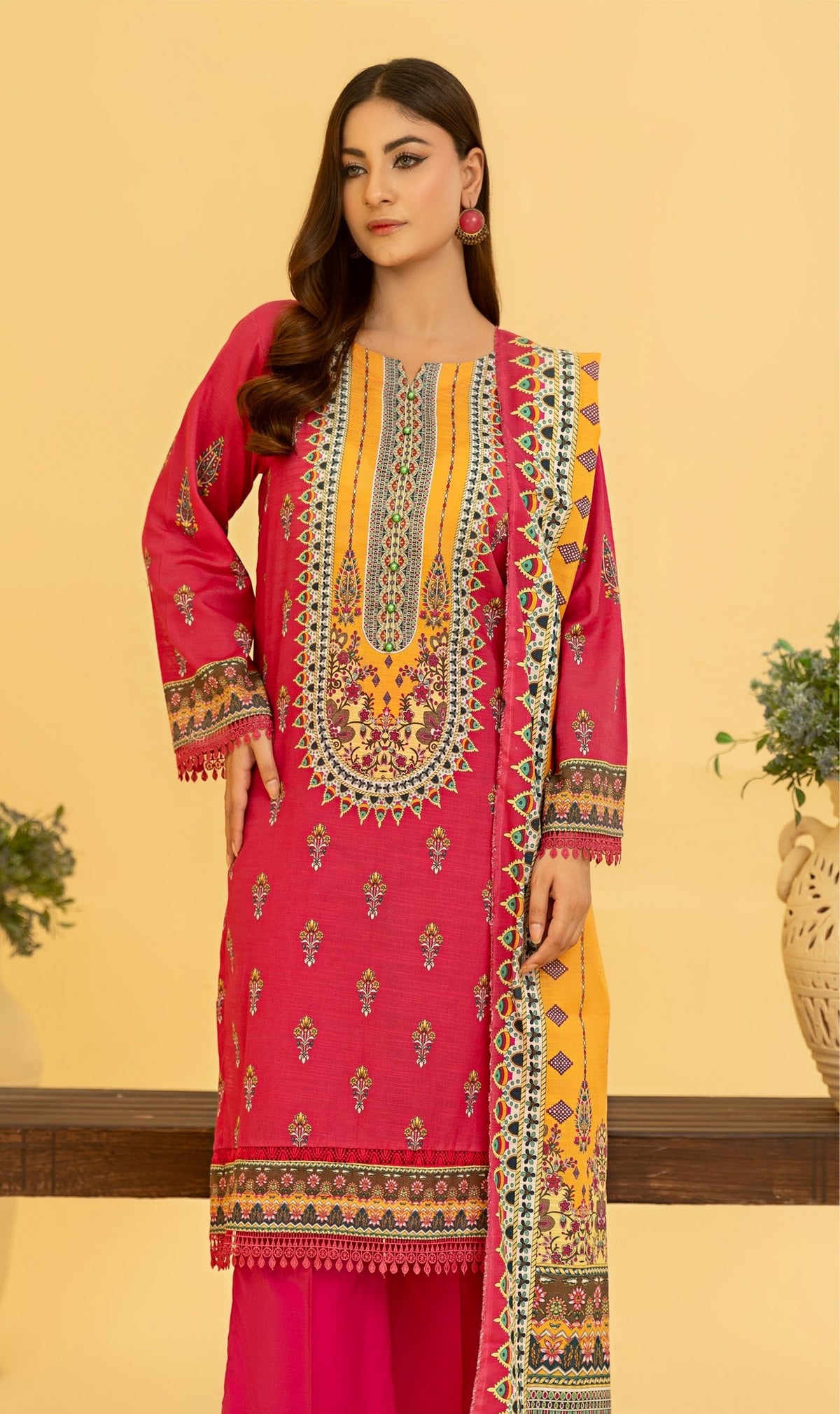 RANGREZA Airjet Khaddar 3PC – Printed Winter Suit | Shahbaz Fabric Store
