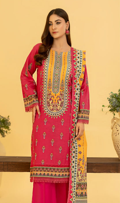 RANGREZA Airjet Khaddar 3PC – Printed Winter Suit | Shahbaz Fabric Store
