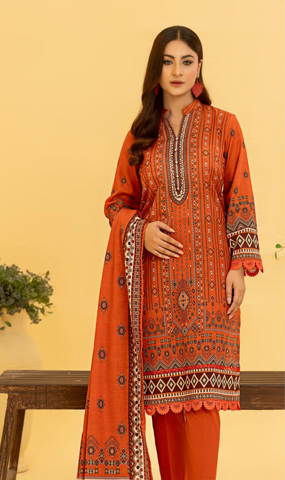 RANGREZA Airjet Khaddar 3PC – Printed Winter Suit | Shahbaz Fabric Store