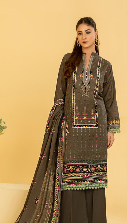 RANGREZA Airjet Khaddar 3PC – Printed Winter Suit | Shahbaz Fabric Store