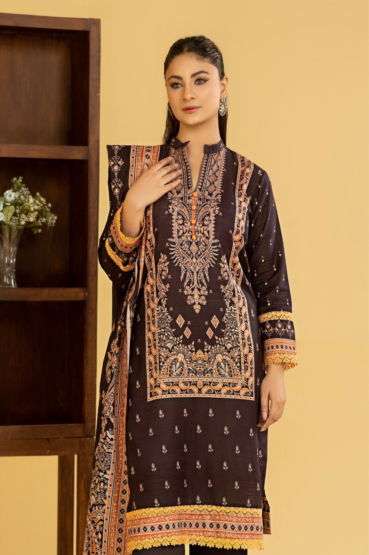RANGREZA Airjet Khaddar 3PC – Printed Winter Suit | Shahbaz Fabric Store