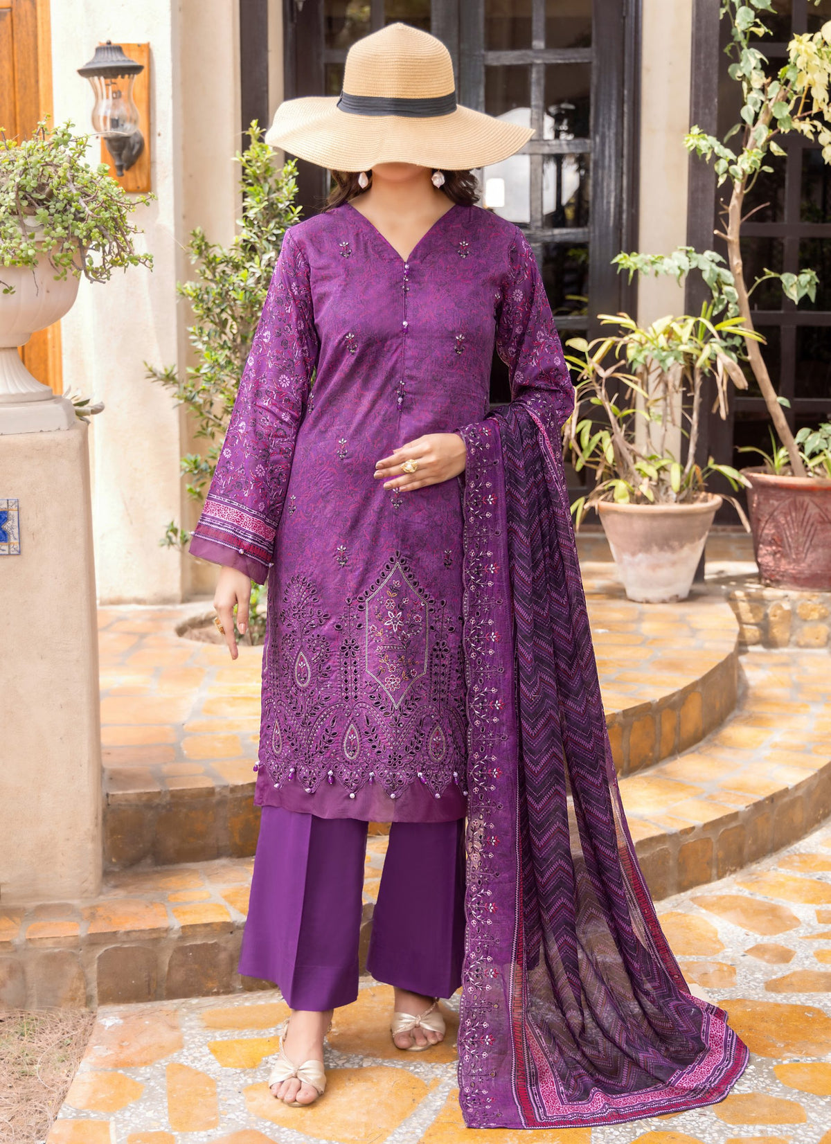 Haya by Hafiz Textile Embroidered Lawn 3PC Suit | Wholesale