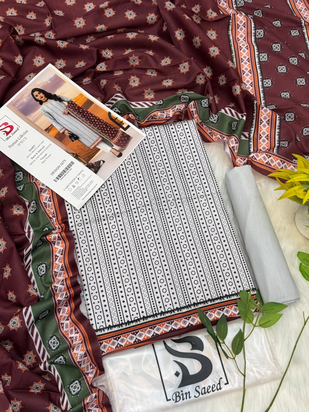 Bin Saeed Lawn Premium Collection 3PC – Wholesale Suits