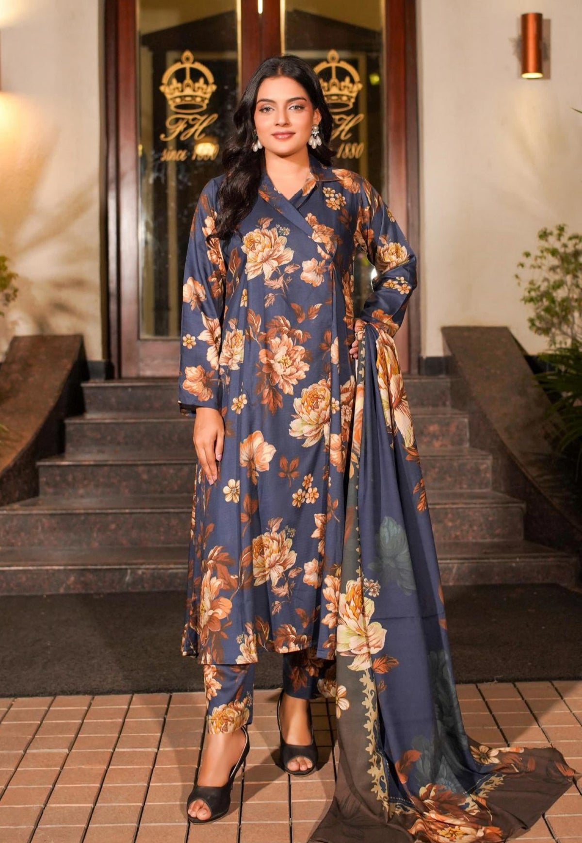 Original LALA Elegant Doriya 3PC Winter Airjet – Unstitched Printed Suits