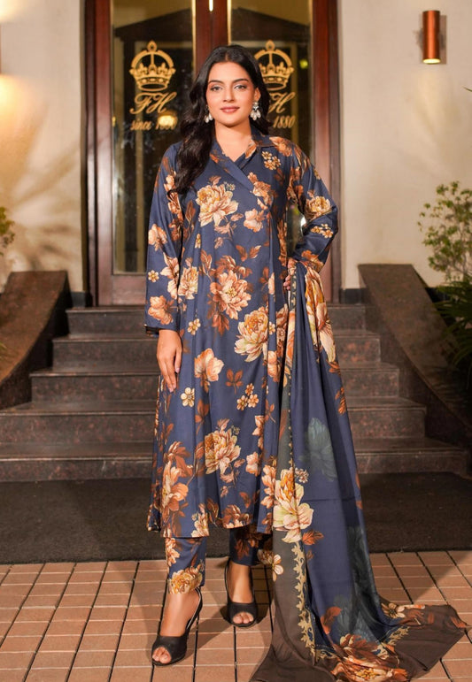 Original LALA Elegant Doriya 3PC Winter Airjet – Unstitched Printed Suits