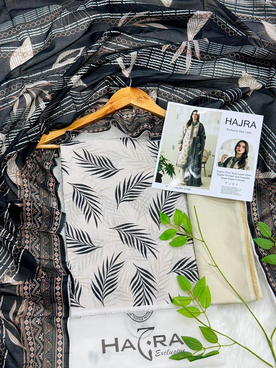 Hajra Slub Lawn 3PC With Voil Dupatta – Wholesale Suits