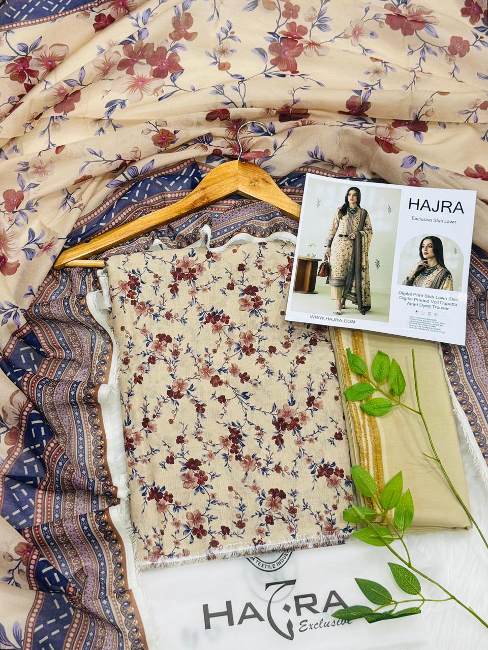 Hajra Slub Lawn 3PC With Voil Dupatta – Wholesale Suits
