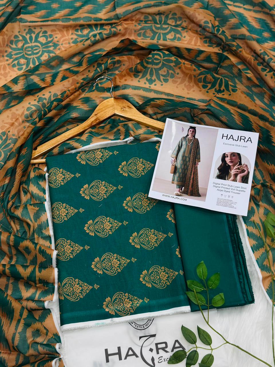 Hajra Slub Lawn 3PC With Voil Dupatta – Wholesale Suits