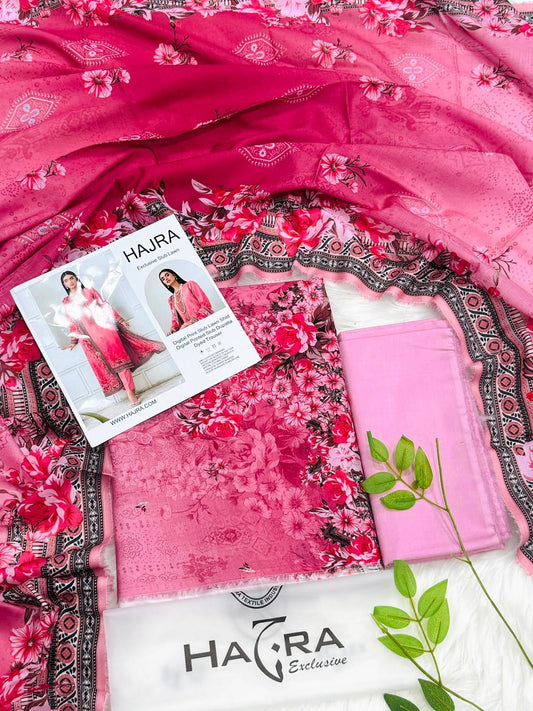 Hajra Slub Lawn 3PC With Slub Dupatta – Wholesale Suits