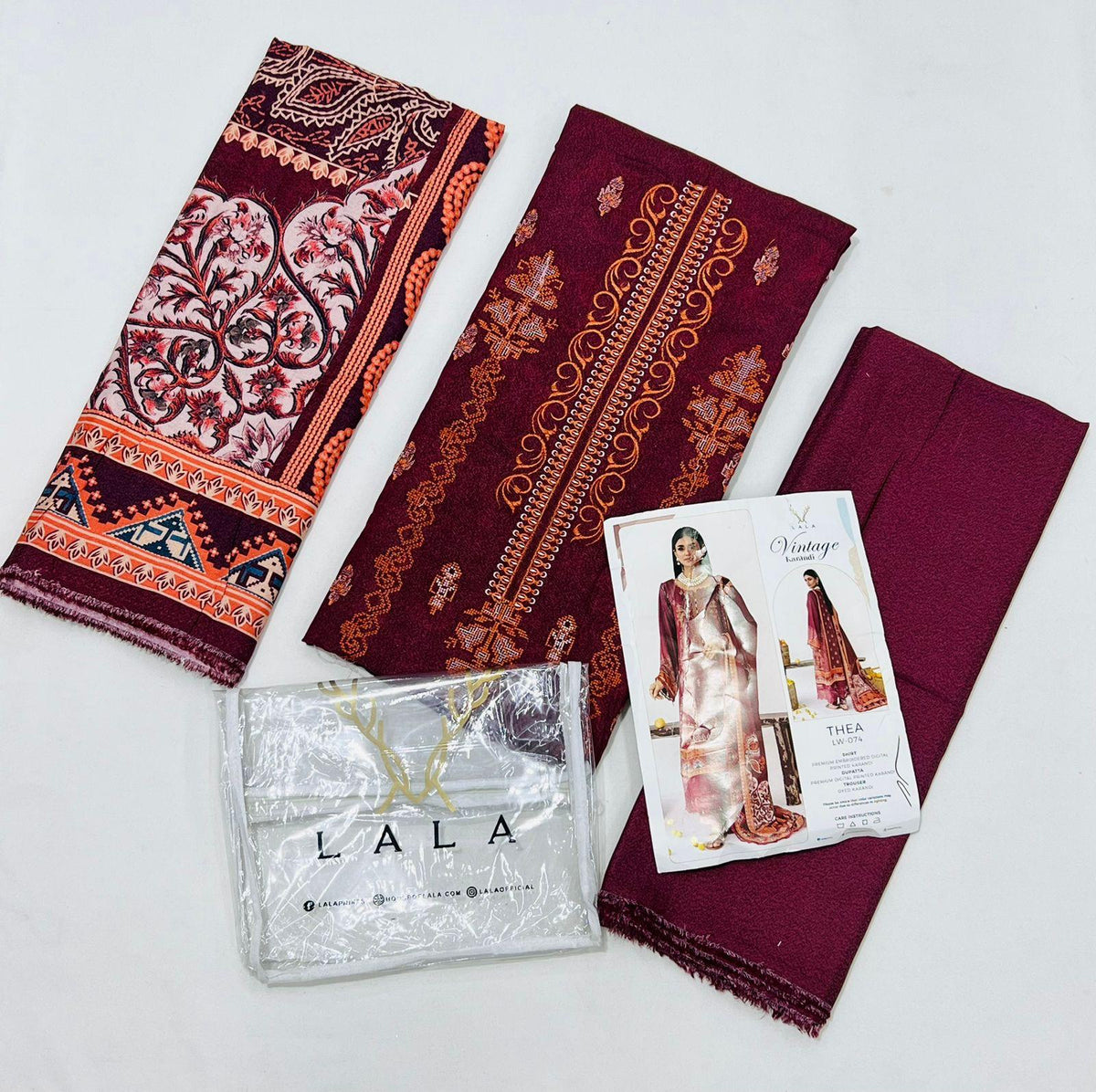 Lala Karandi 3PC Wholesale Suits | Shahbaz Fabric Store