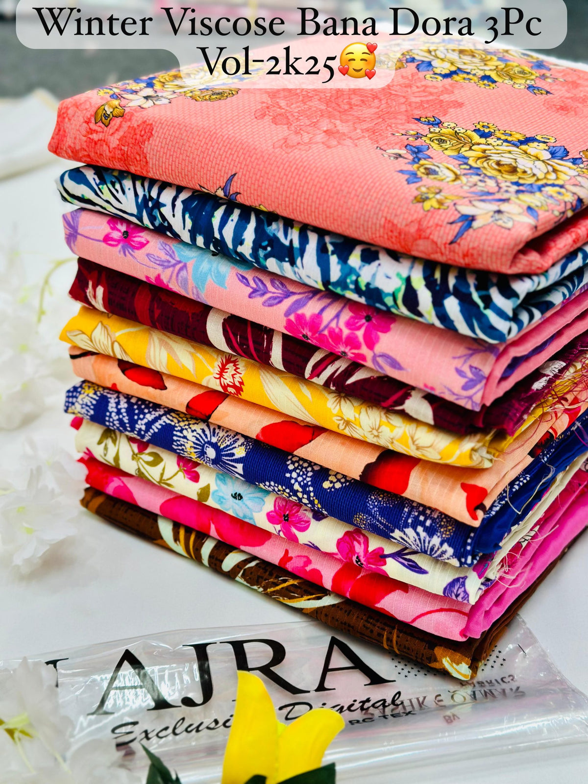 Hajra Silk Viscose 3PC Winter Collection | Wholesale Suits
