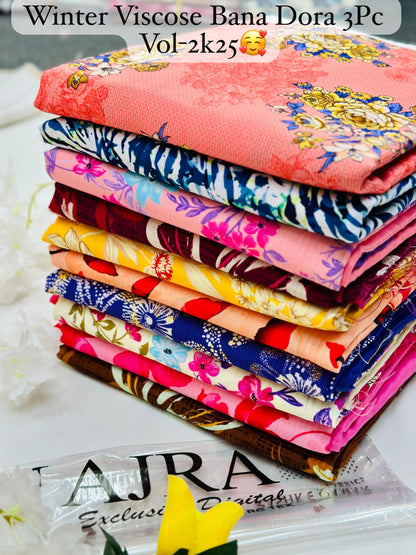 Hajra Silk Viscose 3PC Winter Collection | Wholesale Suits