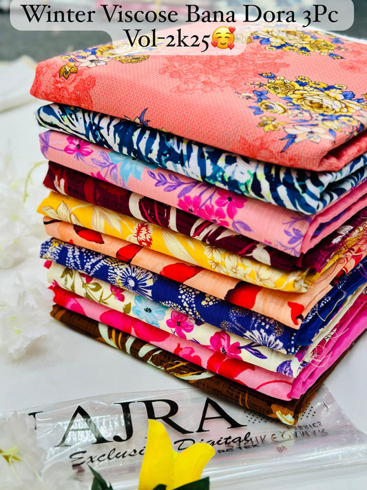 Hajra Silk Viscose 3PC Winter Collection | Wholesale Suits