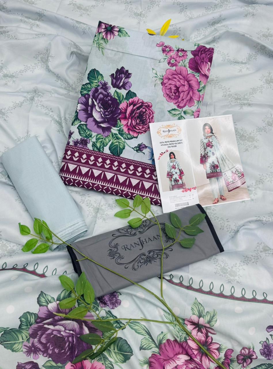 Ranjhaan Premium Lawn 3PC – Wholesale Suits