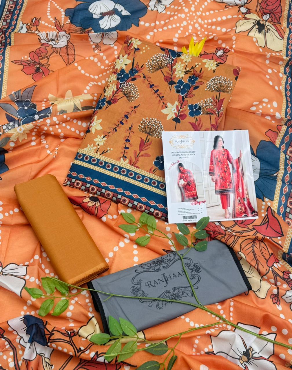 Ranjhaan Premium Lawn 3PC – Wholesale Suits