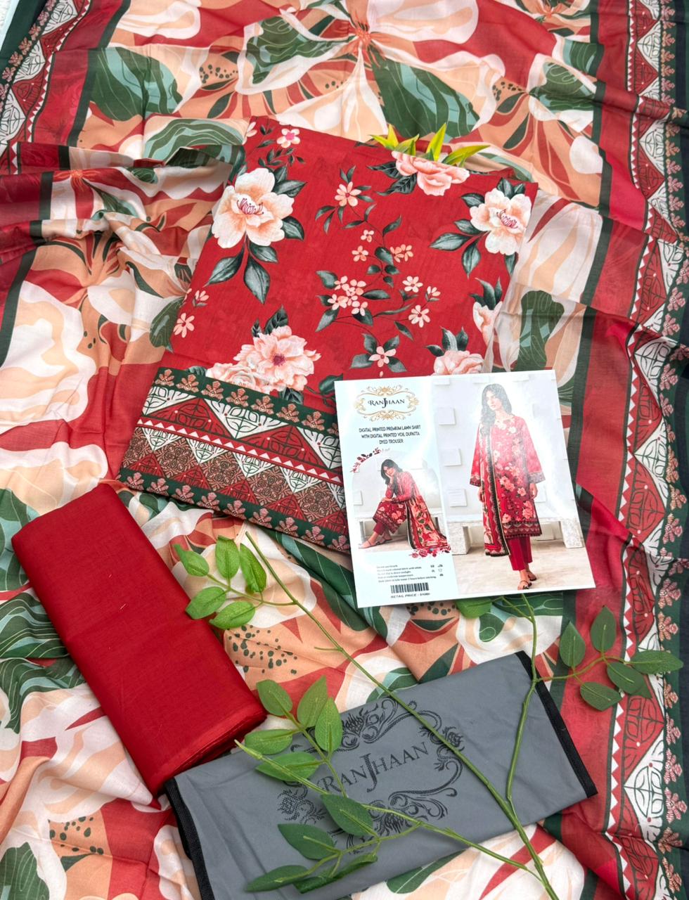 Ranjhaan Premium Lawn 3PC – Wholesale Suits