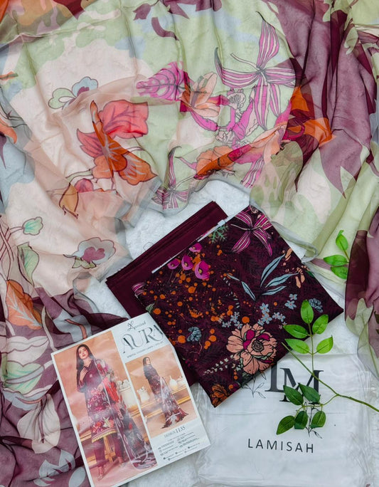 Lamish Aura Digital Chamki Lawn Swiss 3PC Unstitched