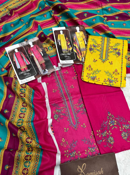 Noor e Azal Embroidered Lawn 3PC – Unstitched | Wholesale Suits