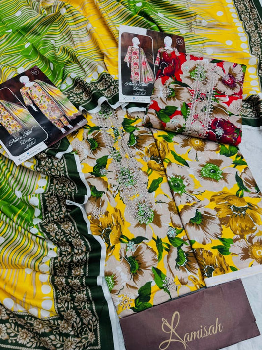 Noor e Azal Embroidered Lawn 3PC – Unstitched | Wholesale Suits