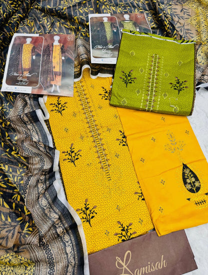 Noor e Azal Embroidered Lawn 3PC – Unstitched | Wholesale Suits