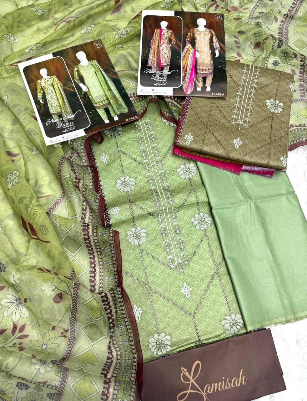 Noor e Azal Embroidered Lawn 3PC – Unstitched | Wholesale Suits