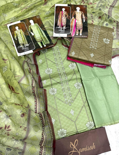 Noor e Azal Embroidered Lawn 3PC – Unstitched | Wholesale Suits