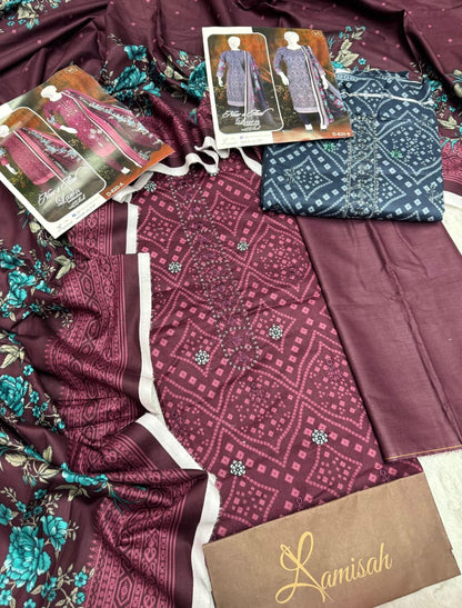 Noor e Azal Embroidered Lawn 3PC – Unstitched | Wholesale Suits