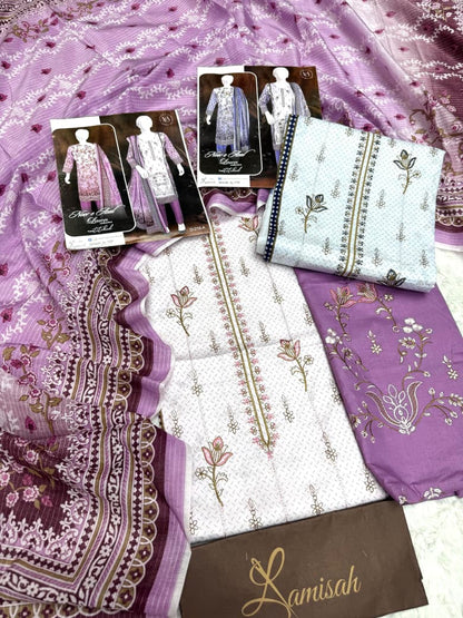 Noor e Azal Embroidered Lawn 3PC – Unstitched | Wholesale Suits