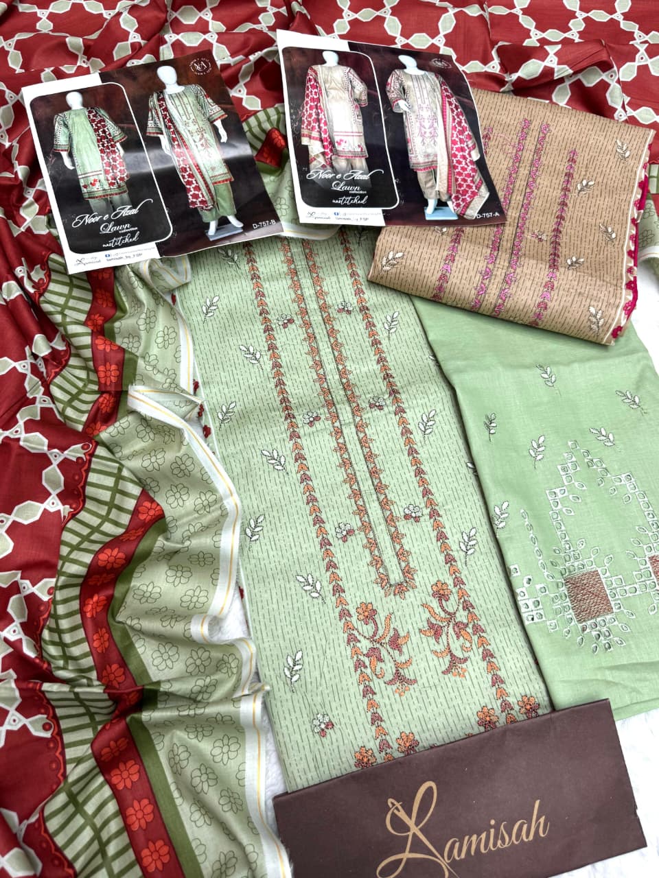 Noor e Azal Embroidered Lawn 3PC – Unstitched | Wholesale Suits