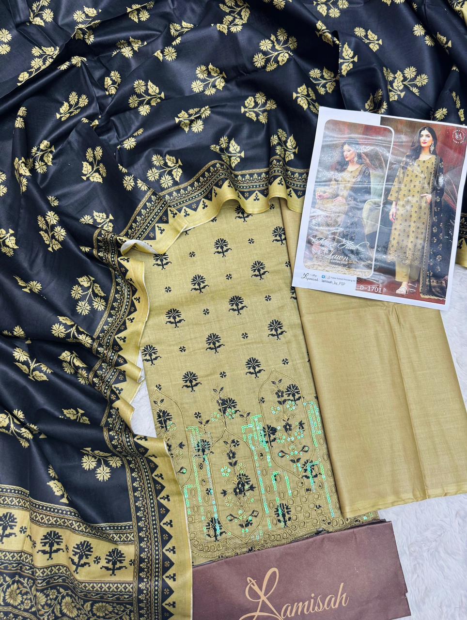 Noor e Azal Embroidered Lawn 3PC – Unstitched | Wholesale Suits