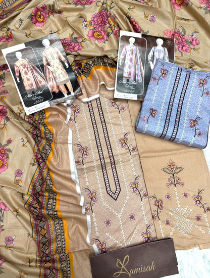 Noor e Azal Embroidered Lawn 3PC – Unstitched | Wholesale Suits