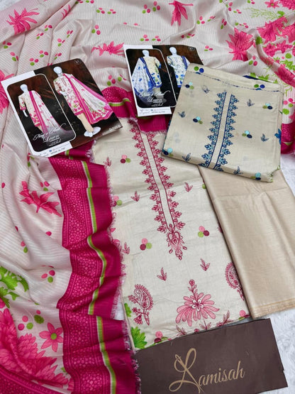 Noor e Azal Embroidered Lawn 3PC – Unstitched | Wholesale Suits