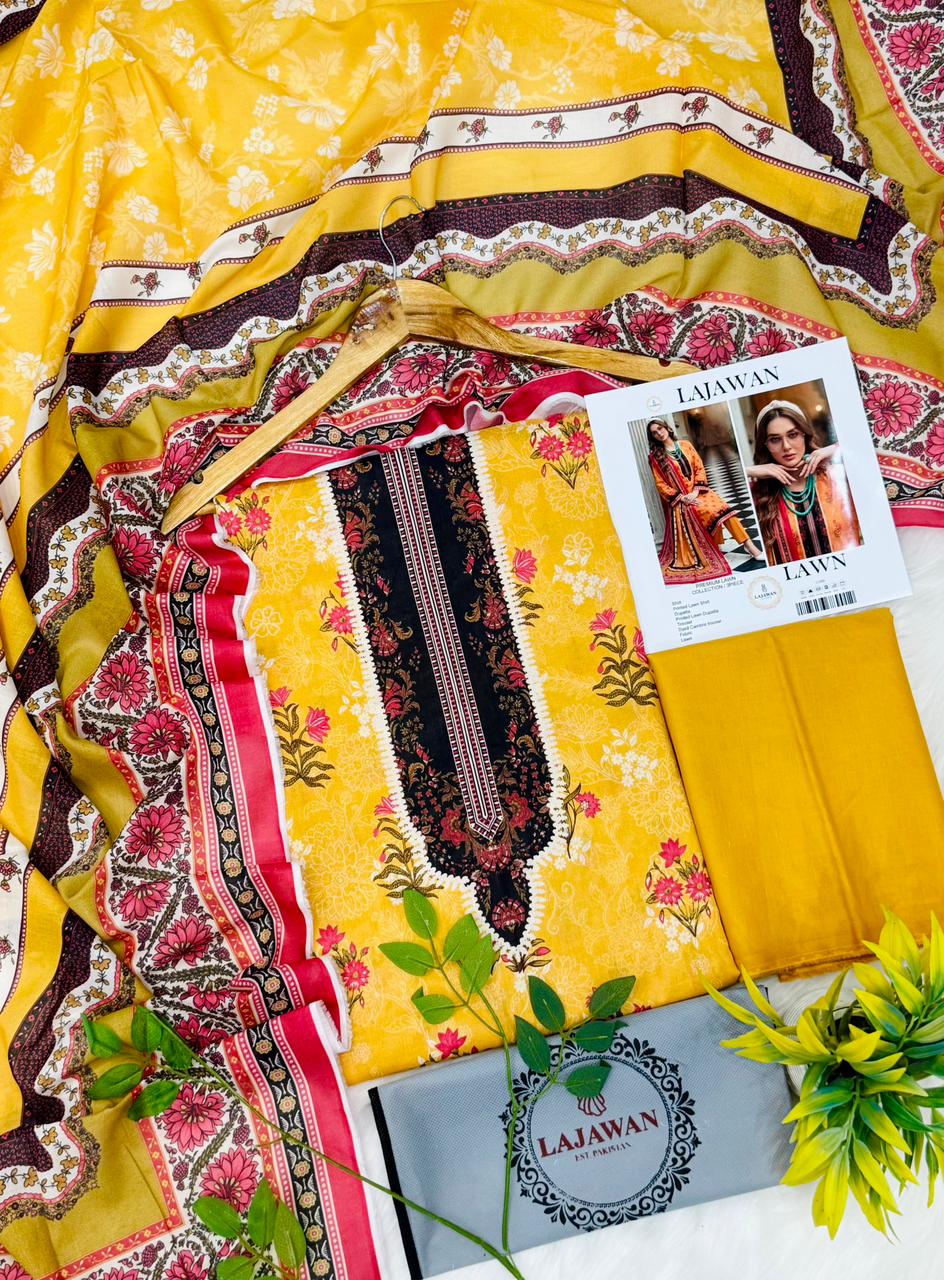 Lajawan Print Lawn 2026 3PC – Wholesale Suit