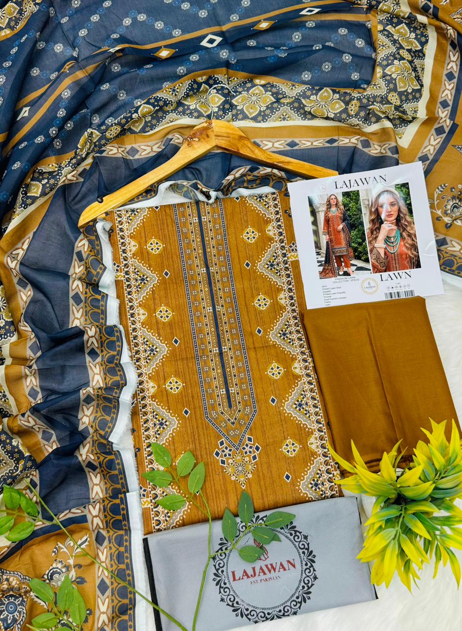 Lajawan Print Lawn 2026 3PC – Wholesale Suit