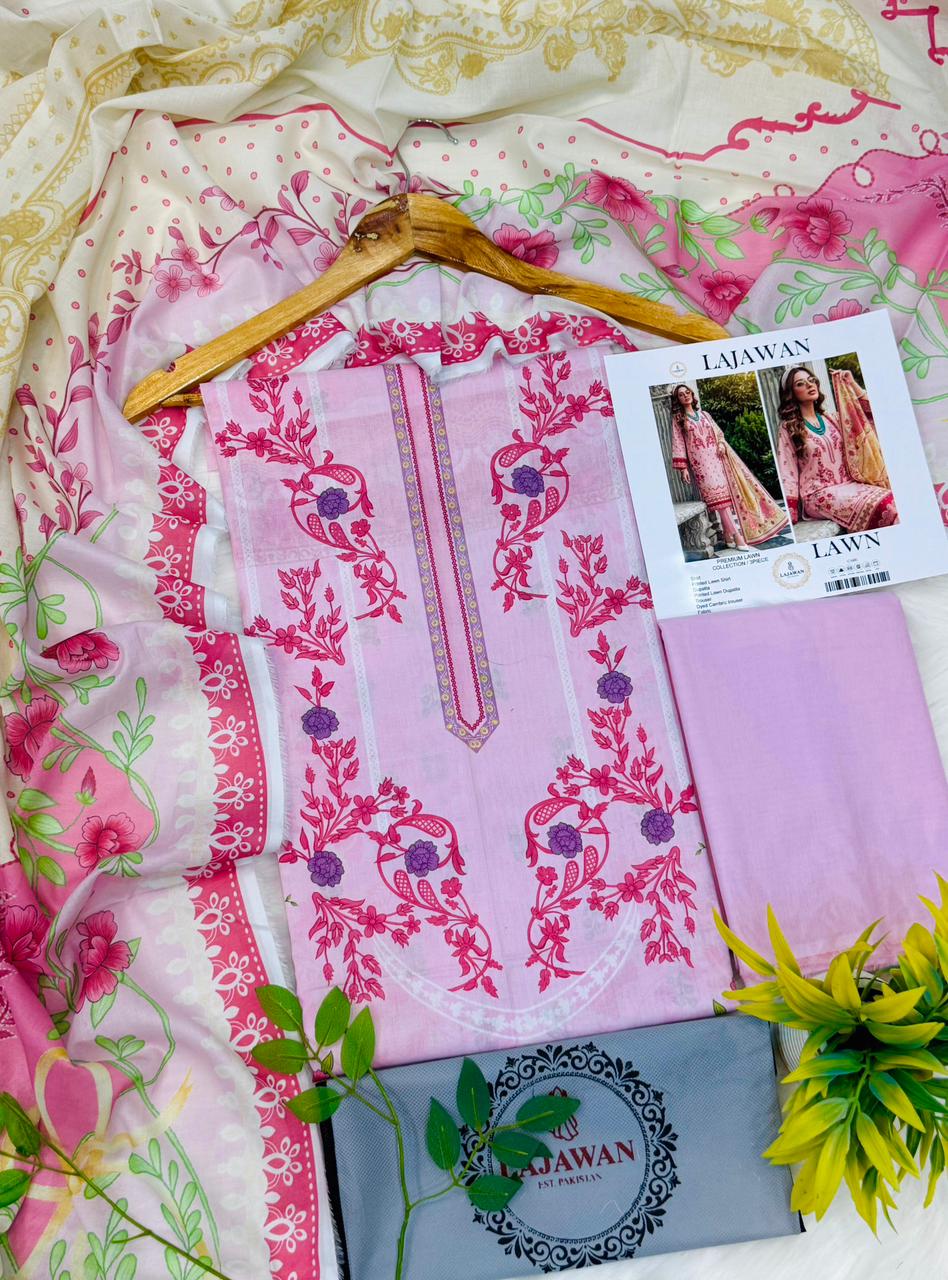 Lajawan Print Lawn 2026 3PC – Wholesale Suit