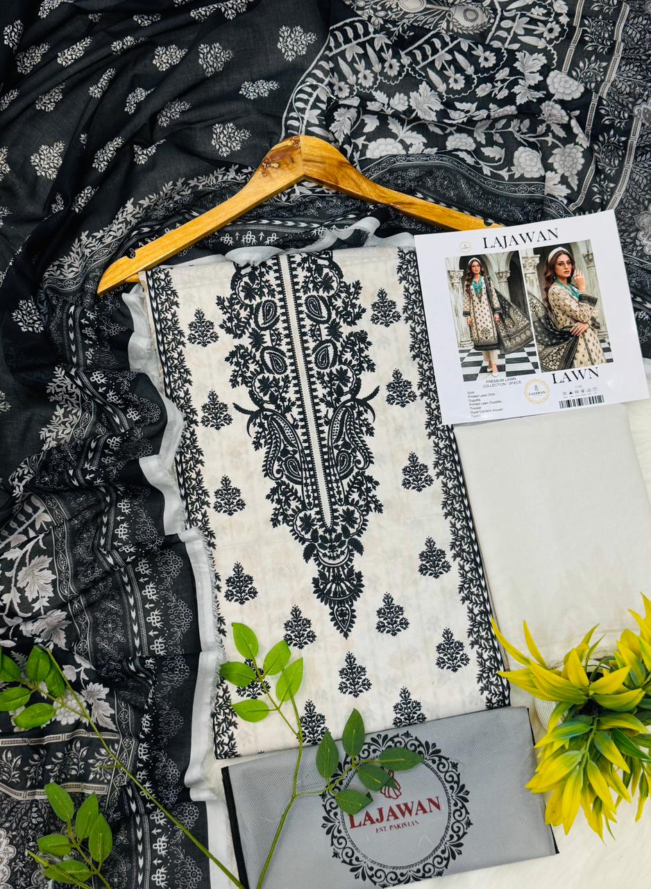 Lajawan Print Lawn 2026 3PC – Wholesale Suit