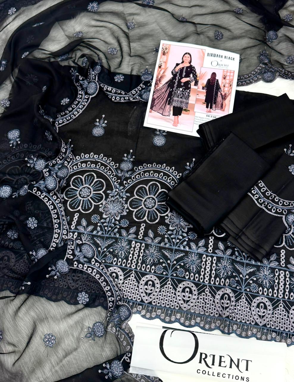 Niwana Black by Orient Lux Emb Lawn 3PC – Wholesale Suits