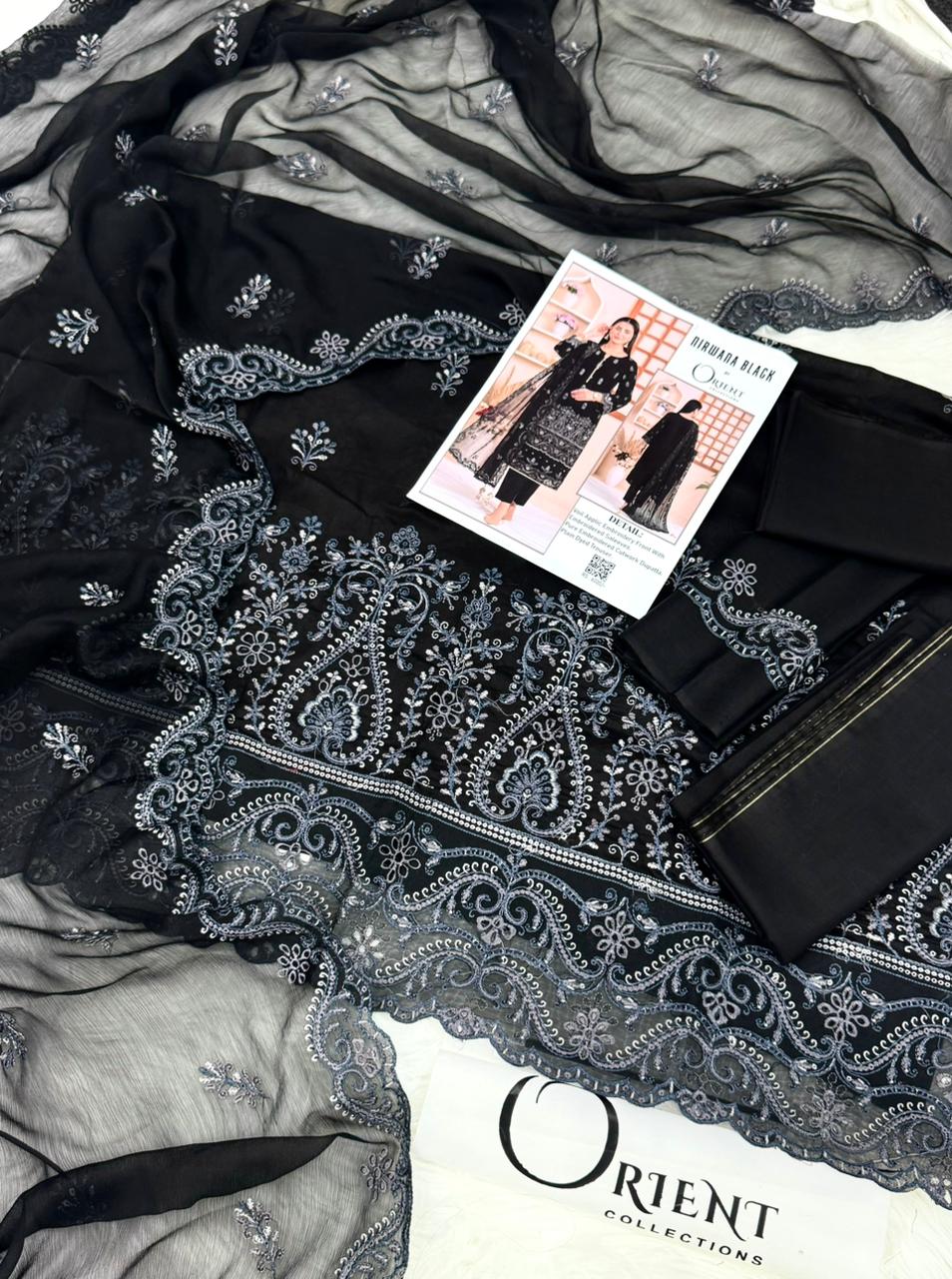 Niwana Black by Orient Lux Emb Lawn 3PC – Wholesale Suits