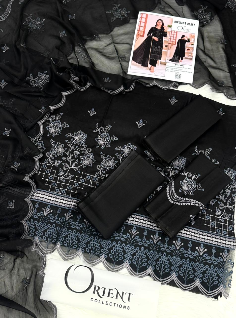 Niwana Black by Orient Lux Emb Lawn 3PC – Wholesale Suits