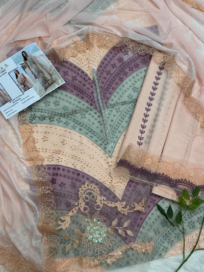 Maria.B Lux Emb Lawn 3PC – Wholesale Suits