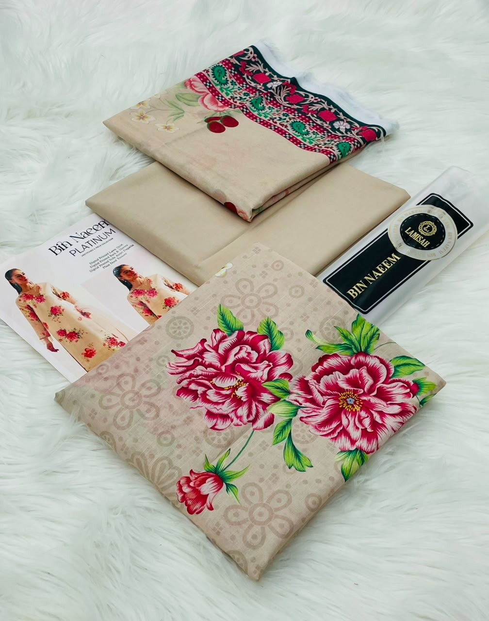 Bin Naeem Platinum 3PC Printed Lawn – Wholesale Suits