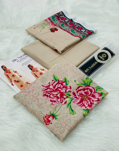 Bin Naeem Platinum 3PC Printed Lawn – Wholesale Suits