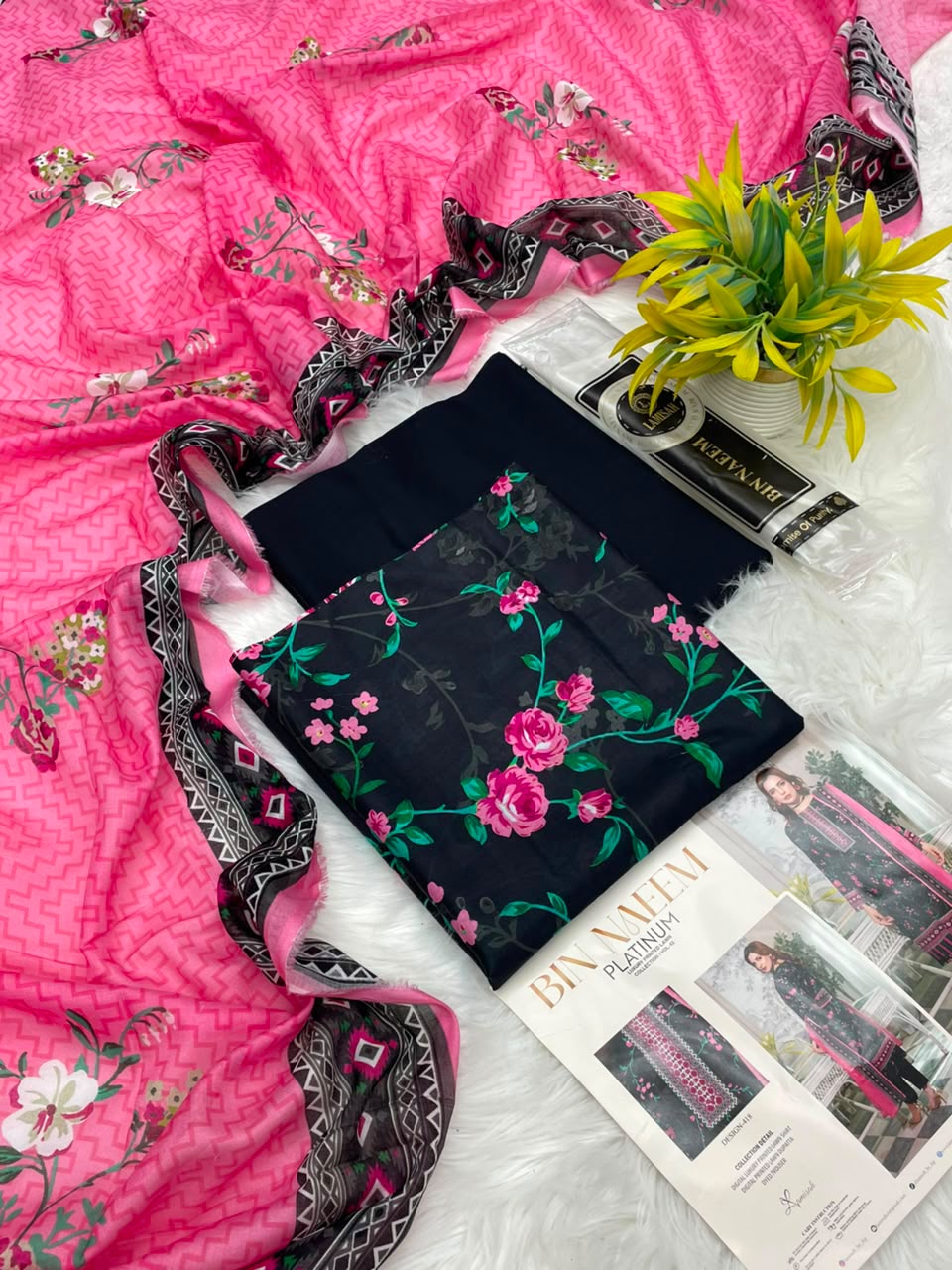 Bin Naeem Platinum Vol-43 3PC Printed Lawn – Wholesale Suits